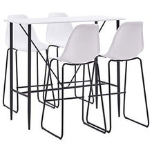 Tidyard Set 5 pz da Bar, Set Tavolino Bar, Set di Mobili per Cucina, Set di Mobili da Balcone, Set Bar per la Casa, Set Tavolo e 4 Sedie da Bar Alti, in plastica Bianco