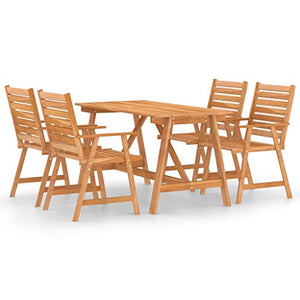 FAMIROSA Set da Pranzo da Giardino 5 pz in Legno Massello di Acacia-7844