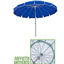 BAKAJI Ombrellone da Mare Spiaggia Giardino con Palo in Acciaio Struttura a 16 Stecche e Rivestimento in Tessuto Polycotton Anti UV Diametro 220 cm Colore Blu