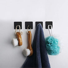 KAILEE Ganci Adesivi, 4PCS Appendiabiti da Parete Adesivi Porta Accappatoio da Bagno Adesivo Ganci Acciaio Inox Adesivi Ganci Autoadesivi Neri per Bagno Cucina Porta