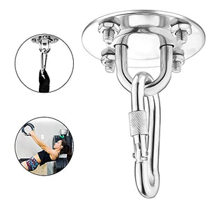 Amaca Ganci Appesi Kit Heavy Duty Oscillazione Piastra Appendini Heavy Duty in Acciaio Inox Eye Con Moschettone Viti Moschettone Per Swing Argento