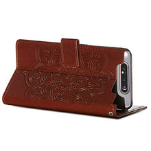GIMTON Cover Galaxy A80, Antiurto Custodia in PU Pelle con Slot Carte e Cinturino da Polso per Samsung Galaxy A80, Magnetico Cover di Portafoglio, Marrone