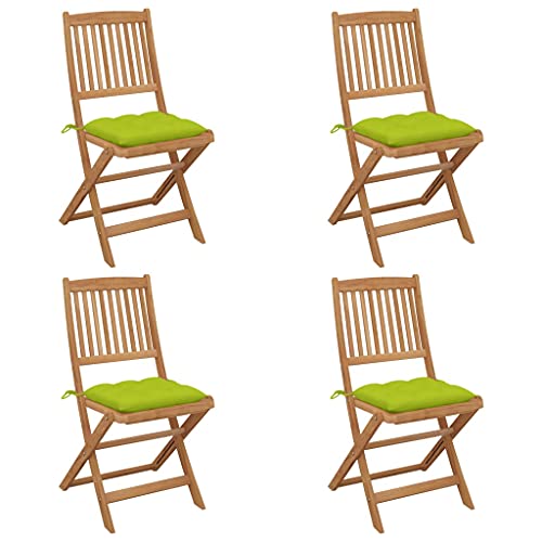 vidaXL Sedie da Giardino Pieghevoli 4 pz con Cuscini Massello Acacia