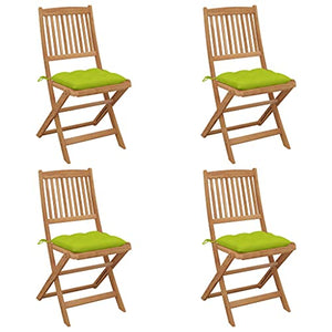 vidaXL Sedie da Giardino Pieghevoli 4 pz con Cuscini Massello Acacia