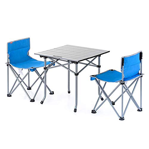 AWJ Tavolo Portatile Tavolo da Campeggio Pieghevole Tavolo da Campeggio Leggero da Esterno Tavolo Pieghevole Portatile Set di sedie in Rete Borsa da Trasporto, 2 sedie + 1 Tavolo