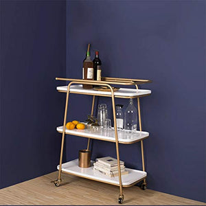 YIN YIN Carrello per Ripiani Carrello, mensola Bagno in Ferro battuto Bellissimo Mobile Bagno Comodo Cucina Ristorante mensola Studio, Champagne, 65X38X86CM Carrello a rulli (Color : Champagne)