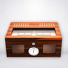 DZSF Legno di Cedro Cigar Humidor con la Serratura, Spell Fiore Vernice Trasparente in Vetro Visibile Cigar Humidor Box con umidificatore e igrometro detiene Il 60 Sigari