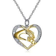 Collana In Argento Sterling, 925 Sterling Argento Mano Nella Moda Stile Zircon Geometrico Cuore Collana Pendente Indipendente, Adatto Per La Festa Della Mamma, Regali Di Anniversario E Regali Di Comp
