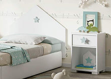 Muebles Pitarch Comodino Sweet, 56 x 40 x 33 cm (Altezza x Larghezza x profondità), Colore Bianco Stella, melamina, Blanco Atlas/Estrella Grigio, Regular