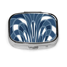 Scatola quadrata per pillole medicinali con funghi astratti Art Deco blu erica moda pillola organizer da viaggio pillola dispenser per vitamine integratori