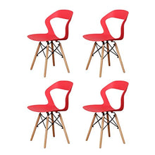 Sedia da pranzo moderna in plastica stile minimalista con gambe in ferro per cucina, sala da caffè, soggiorno, ristorante set di 4 (rosso, 4)