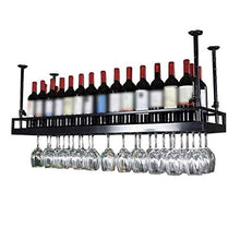 ZLJ Portabottiglie da Vino in Metallo a Parete a soffitto Appeso a portabicchieri da Vino Decorazione mensola Bar ristoranti Cucina (Dimensioni: 120 * 35 cm)