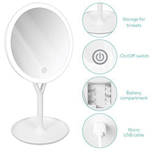 Navaris Specchio per Trucco a LED Touch - Specchio Cosmetico Illuminato da Tavolo con Specchietto Ingranditore x5 - per Make Up Pulizia Viso - Bianco