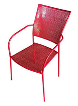 MaisonOutlet Set 2 Sedie e Tavolino Tondo in Ferro zincato Colore Rosso - ARREDO da Giardino in Ferro MIGLIOR Prezzo