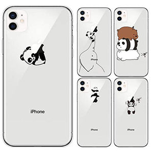 CrazyLemon Custodia per iPhone 11 Pro Max, custodia protettiva in silicone TPU trasparente con motivo Panda creativo - Panda elefante