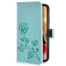 Robinsoni Cover Compatibile con Samsung Galaxy J7 2016 Case Scintillare Glitters Lucido Portafoglio Libro Custodia Retro 3D Rosa Stampato Pelle PU Libretto Cover Foglio Flip Fiore Caso, Verde