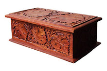 Grande Carved pattern di legno Treasure Chest Trinket