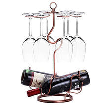 KDOAE Portabici da Tavolo 6 calici di Vetro Rack Supporti Tavolo Vino Bagagli Montanti Bronzo for Piccoli Zona Bar con 2 Bottiglie Free Standing controsoffitto del Vino del Metallo per Cabinet Bar