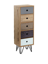 Wink design, Odense, Comò Alto cassettiera 5 Cassetti, Legno, Multicolore, 25 x 30 x 90 cm