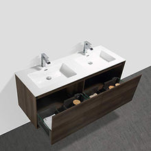 Mobile da bagno sospeso Freya 1500 effetto legno- cassetti con illuminazione a LED