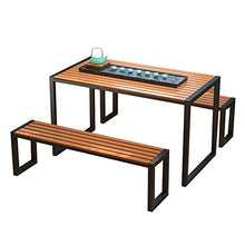 Set tavolo e sedia da giardino per panchina da giardino, Panca da giardino con tavolino da tè, balcone, cortile esterno, parco, Seduta da giardino a 3 posti per il tempo libero all'aperto