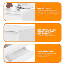 EBTOOLS - Comodino bianco con 3 cassetti in legno, 45 x 38,2 x 56 cm