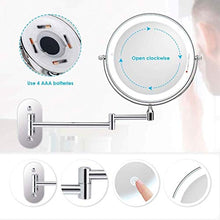WZDD Specchio da Parete Trucco Bagno con Ingrandimento 5X, Specchio Bagno con Luce LED, Specchio Cosmetico per Il Bagno, 360° Girevole E Rotondo