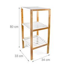 Relaxdays Scaffale da Bagno in bambù, HLP: 80 x 33 x 34 cm, 3 Ripiani, Mobiletto Salvaspazio Cucina, Naturale Bianco, Legno