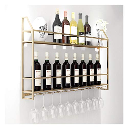 Portabottiglie per Vino 2 Livello Montaggio a Parete Bottiglia di Vino Wine Rack Metal Shelf attaccatura del Supporto di Wine Glass Stand Home Bar Decoration Bagagli Scaffale per Vino