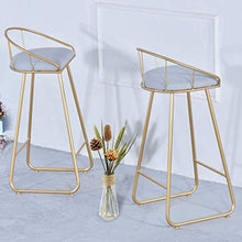 GYPPG Sgabelli Bar Moderna, Sedia Alta Bar contemporanea, Sedile Imbottito Rivestito in Velluto Grigio, Sedia Pranzo Cucina Pub bistrot, sgabelli Bar con Gambe in Metallo Dorato