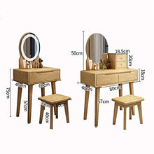 DD&QG Tavolo da Trucco con 2 Cassetti Scorrevoli,Toeletta con Specchio di Attenuazione Touch Screen,Moderno Camera da Letto Tavolo Cosmetici Specchio E Set di Sgabello-Noce 80x40x126cm(31x16x50inch)