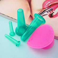 SZYZ 5Pcs Tazze per Massaggio facciale in Vaso per coppettazione in Silicone per Il Viso con Pennello per la Pulizia Verde