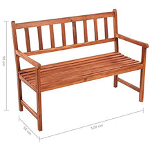 Tidyard Panca da Giardino a 2 Posti con Cuscino 120 cm in Legno massello di Acacia,Panca con Schienale e Braccioli,Panca da Esterno in Legno,Panca in Legno,Divanetto da Giardino per Esterno in Legno