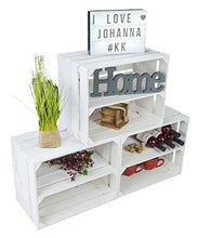 Set di 3 cassette da frutta bianche, 50 x 30 x 40 cm (bianco, con mensola centrale in senso longitudinale)