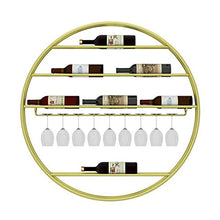 SILOLA Portabottiglie, Materiale in Ferro battuto Dorato, Bicchiere da Vino per la casa, espositore per Vino da Parete, Supporto per Calice