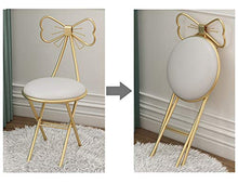 CSQ Sedia da Bar Pieghevole, Sgabello da Toeletta con Schienale Ad Arco Casa Ragazze Camera da Letto Spogliatoio Sedia da Trucco Sedia da Pranzo da Ristorante(Color:PU Bianco,Size:45CM)