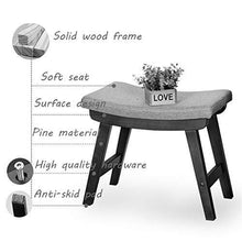 YANG Imbottito Poggiapiedi Dressing Table Sgabello concavo sede Change Scarpe da banco Pouf in Legno ottomano con Copertina in Lino Estraibile, Carico Massimo 200kg, 38x24x29cm