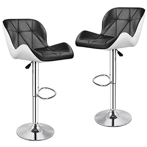 Bar Leather Chair 360 ° di Rotazione Regolabile in Altezza 55-75 cm Studio Kitchen Bar Barber Shop 2 Parti/Insieme Nero