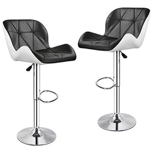 Bar Leather Chair 360 ° di Rotazione Regolabile in Altezza 55-75 cm Studio Kitchen Bar Barber Shop 2 Parti/Insieme Nero