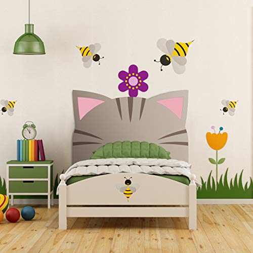 Megadecor Testiera per letto in PVC, decorativa, economica, motivo orecchie di gatto, 100 x 100 cm.