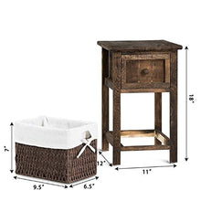 Yyqx comodino comodino mini 2 strati 1 cassetto in legno comodino con cestino della spesa MDF e comodino in Paulownia massiccio