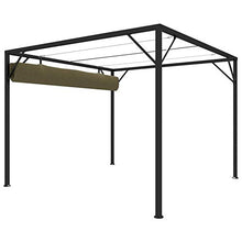 Tidyard Gazebo da Giardino con Tetto Retrattile Gazebo 3x3 m 180 g/m² Telo Scorrevole Poliestere Impermeabile Struttura in Acciaio con Tetto a Scomparsa Grigio Talpa