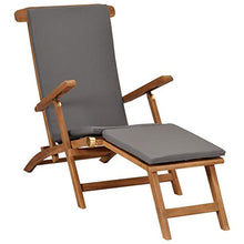 Festnight Sedia a Sdraio con Cuscino Lettino Prendisole Pieghevole Portatile da Giardino Esterno in Massello di Teak 152 x 60 x 92 cm