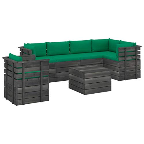 vidaXL Set Divani da Giardino su Pallet 7 pz con Cuscini Massello Pino