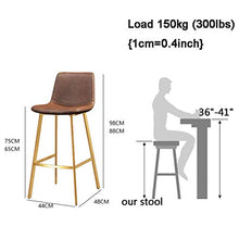 GAXQFEI Chaise Black Counter Height Bar Stools with Back, Pu Leather Bar Counter Stools Modern Pub Kitchen High Dining Chairs,With Gold Metal Base Dining Room Furniture - 350 Lbs Capacity,Marrone,alt