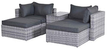 XONE Set Giardino Malindi 2 posti | Salotto Lounge 2 poltrone ad Angolo + 2 poggiapiedi + 1 Comodino | Mobili da Esterno arredo MODULABILE