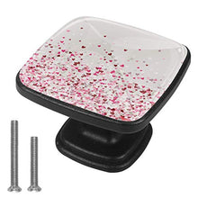 Colorful minimalistic geometric pattern with small hearts Pomelli per Porta Set di 4 Pomelli per Mobili Manopole per Cassetti Cucina Armadio Vetro