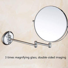 AJH Specchio per Il Trucco Bagno Camera da Letto Design a Parete Specchio cosmetico Specchio Pieghevole Bagno 3 Volte Lente d'Ingrandimento Specchio cosmetico a Doppia Fa