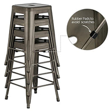 Yaheetech 4 Sgabelli da Bar Vintage Alti in Metallo per Cucina Moderni Industriali con Poggiapiedi Impilabili Marrone Vintage Altezza di 61 cm