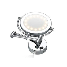 DJY-JY Specchio cosmetico Vanity LED trucco specchio 20,3 cm Bagno Bellezza Specchio da parete pieghevole doppio 3 volte ingrandimento specchio da parete bagno (colore : argento, dimensioni: 8" 3X)